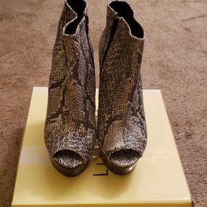 Snake Print Wedge Booties